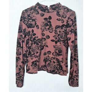 Vibe Womens Top Brown Velvet Burnout Jr Med Whimsigoth Forest Fairy Grunge Y2K